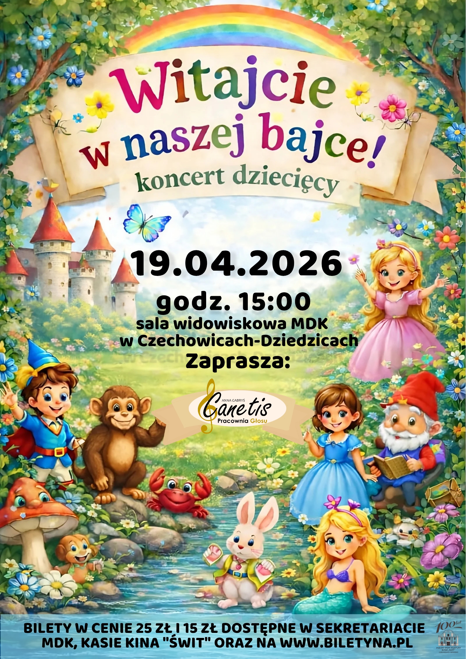 Plakat wydarzenia „Koncert dziecięcy „Witajcie w naszej bajce"”.