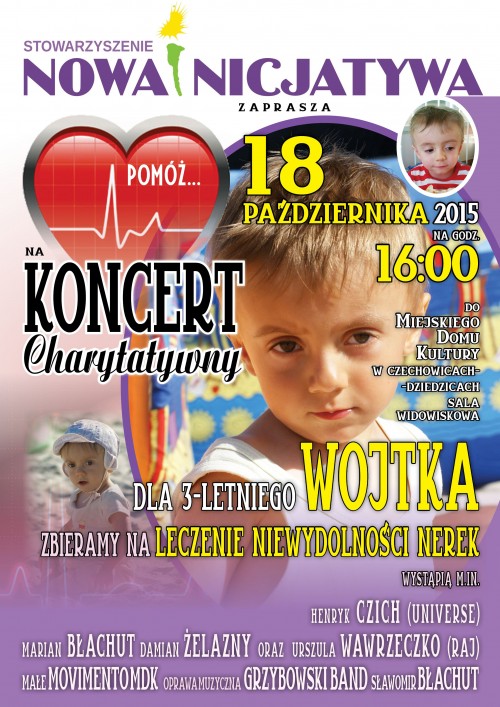 Plakat wydarzenia „Koncert Charytatywny”.