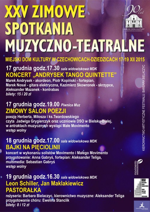 Plakat wydarzenia „XXV Zimowe Spotkania Muzyczno-Teatralne”.