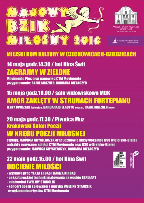 Plakat wydarzenia „Majowy Bzik Miłosny 2016”.