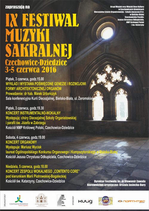 Plakat wydarzenia „IX Festiwal Muzyki Sakralnej”.