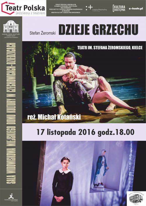 Plakat wydarzenia „Dzieje grzechu”.