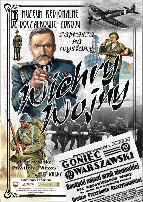 Plakat wydarzenia „Wystawa Wichry Wojny”.