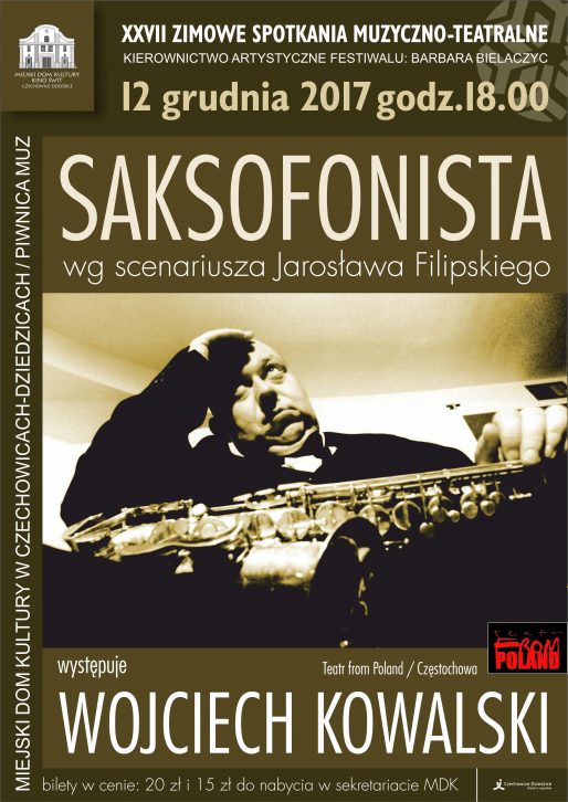 Plakat wydarzenia „Saxofonista”.