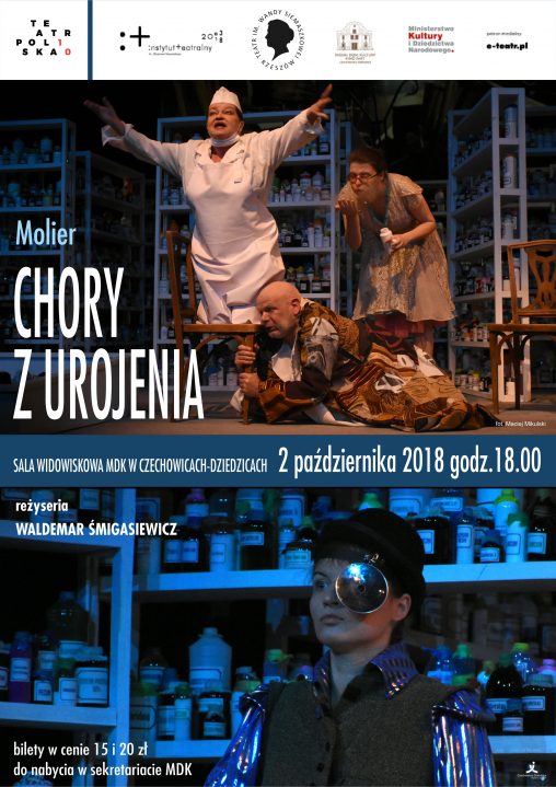 Plakat wydarzenia „Chory z urojenia”.