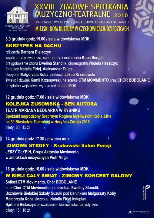 Plakat wydarzenia „XXVIII Zimowe Spotkania Muzyczno-Teatralne”.