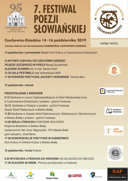 Plakat wydarzenia „7. Festiwal Poezji Słowiańskiej”.