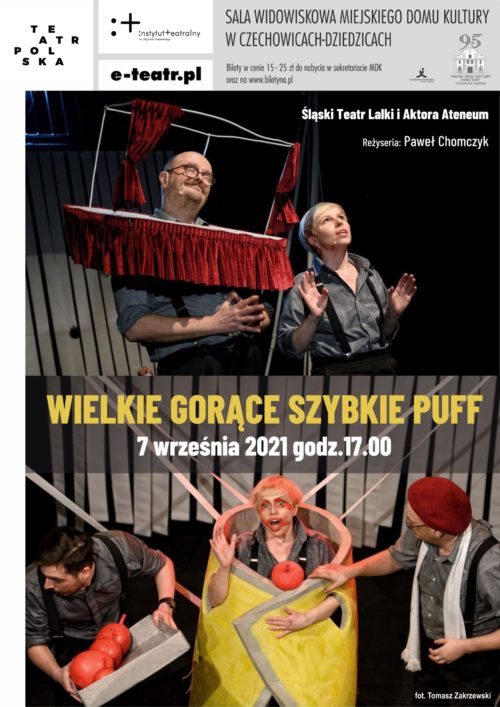 Plakat wydarzenia „Wielkie gorące szybkie puff”.