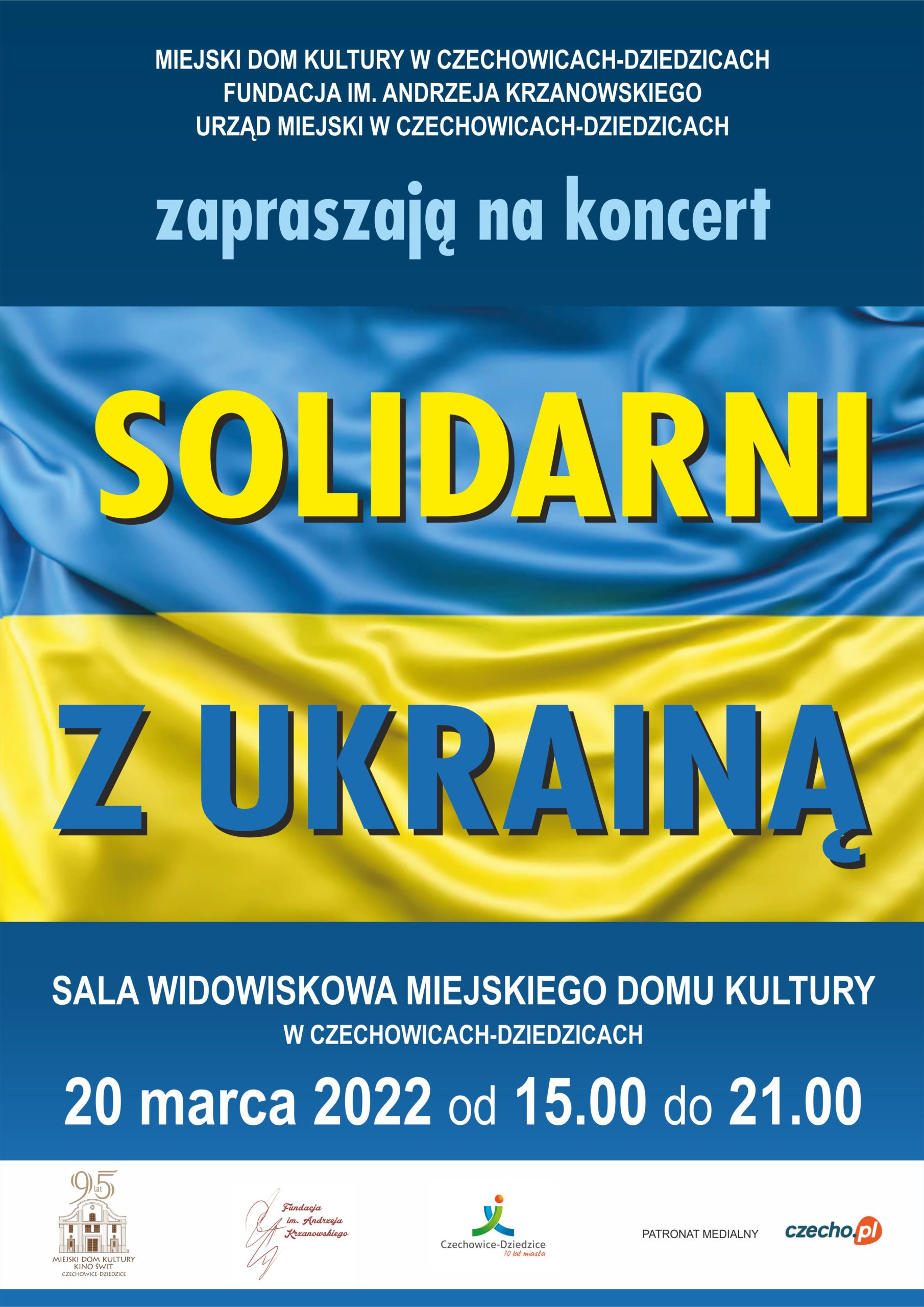 Plakat wydarzenia „Solidarni z Ukrainą - koncert”.