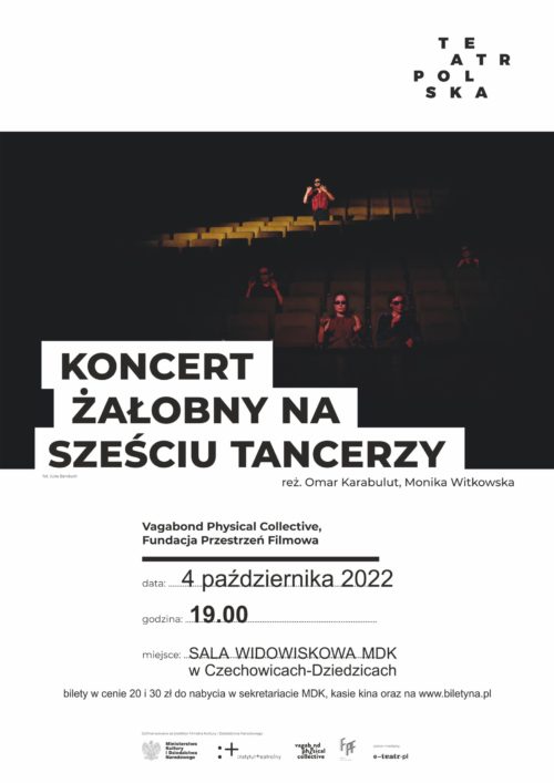 Plakat wydarzenia „Koncert żałobny na sześciu tancerzy”.