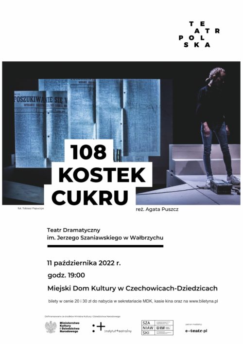 Plakat wydarzenia „108 kostek cukru”.