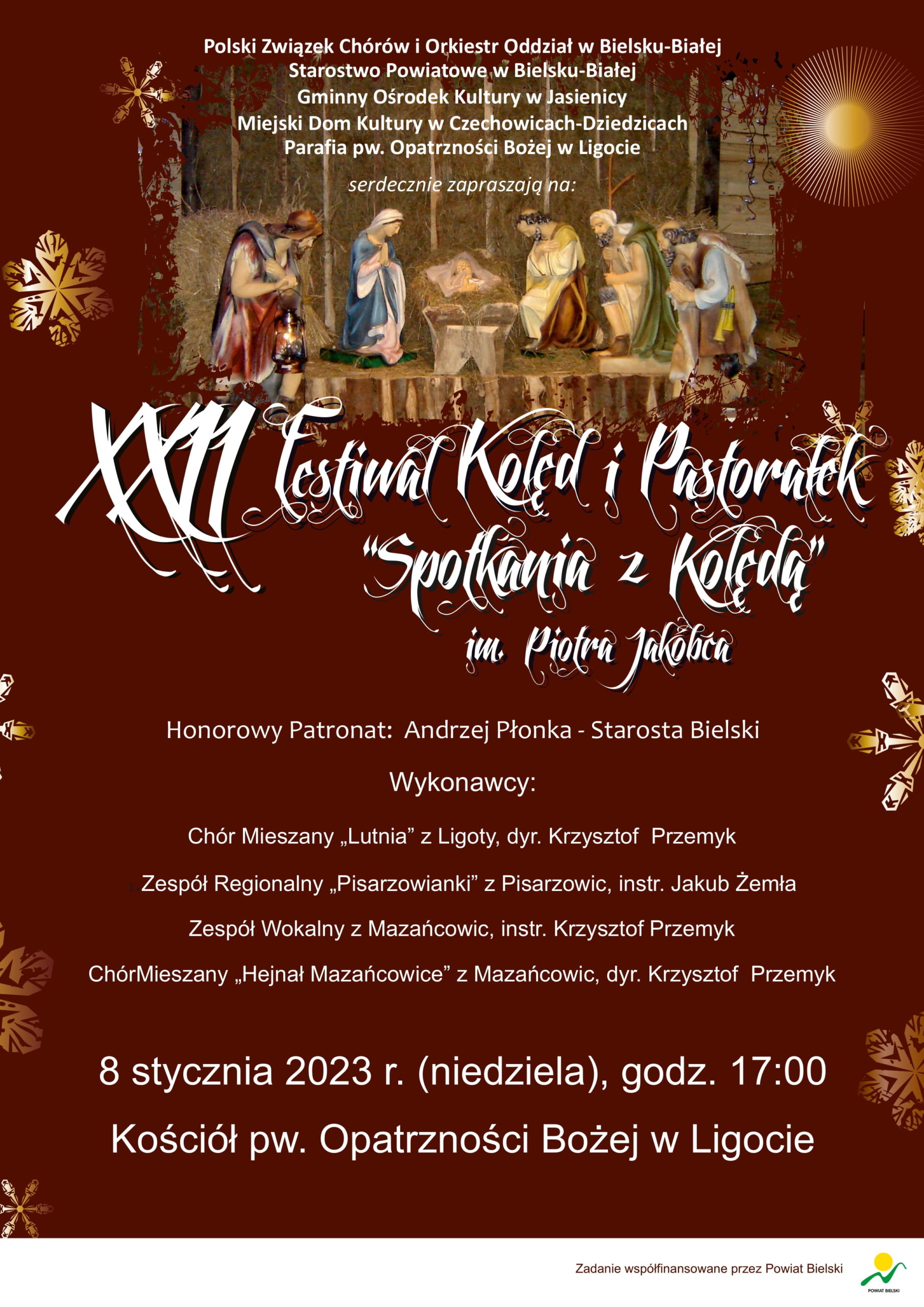 Plakat wydarzenia „XXII Festiwal Kolęd i Pastorałek”.