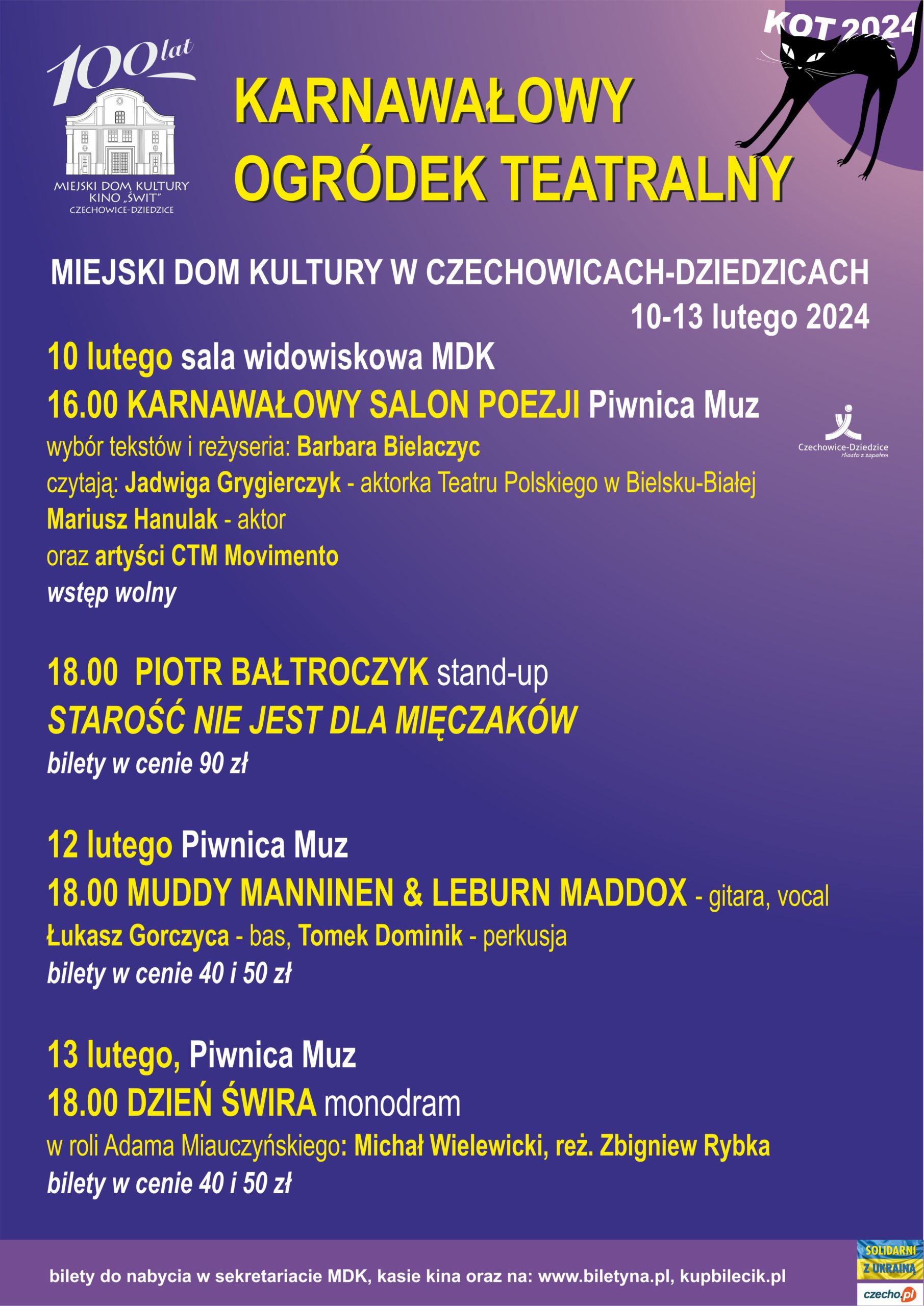 Plakat wydarzenia „KARNAWAŁOWY OGRÓDEK TEATRALNY 2024”.