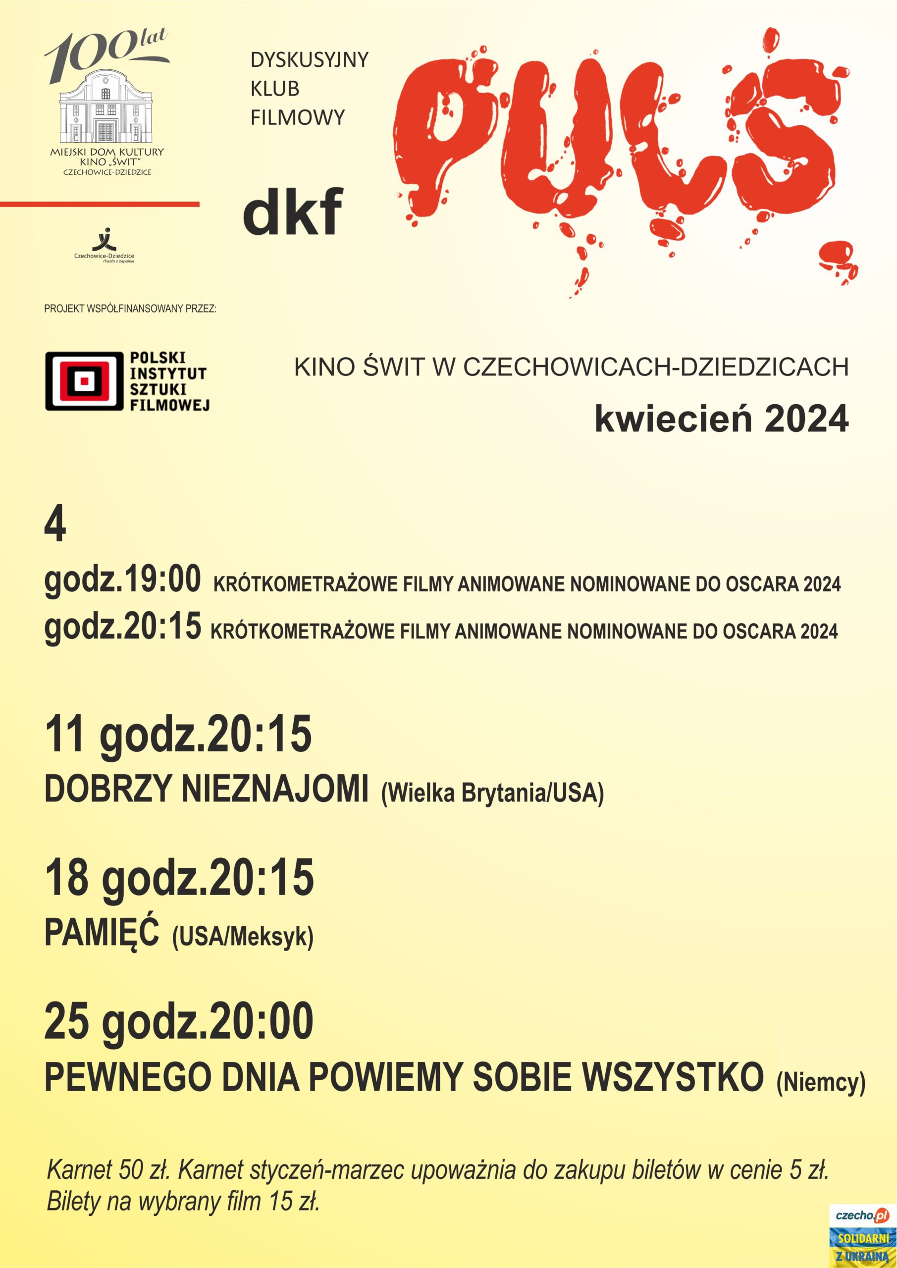 Plakat wydarzenia „DKF PULS”.