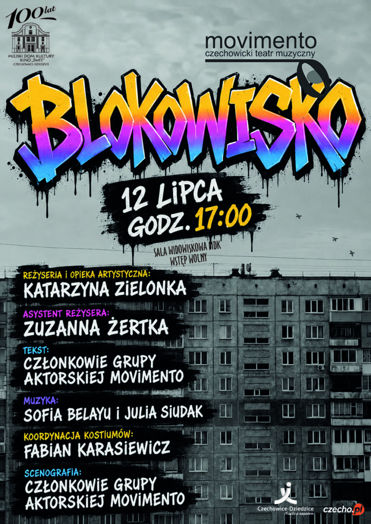 Plakat spektaklu „Blokowisko”.