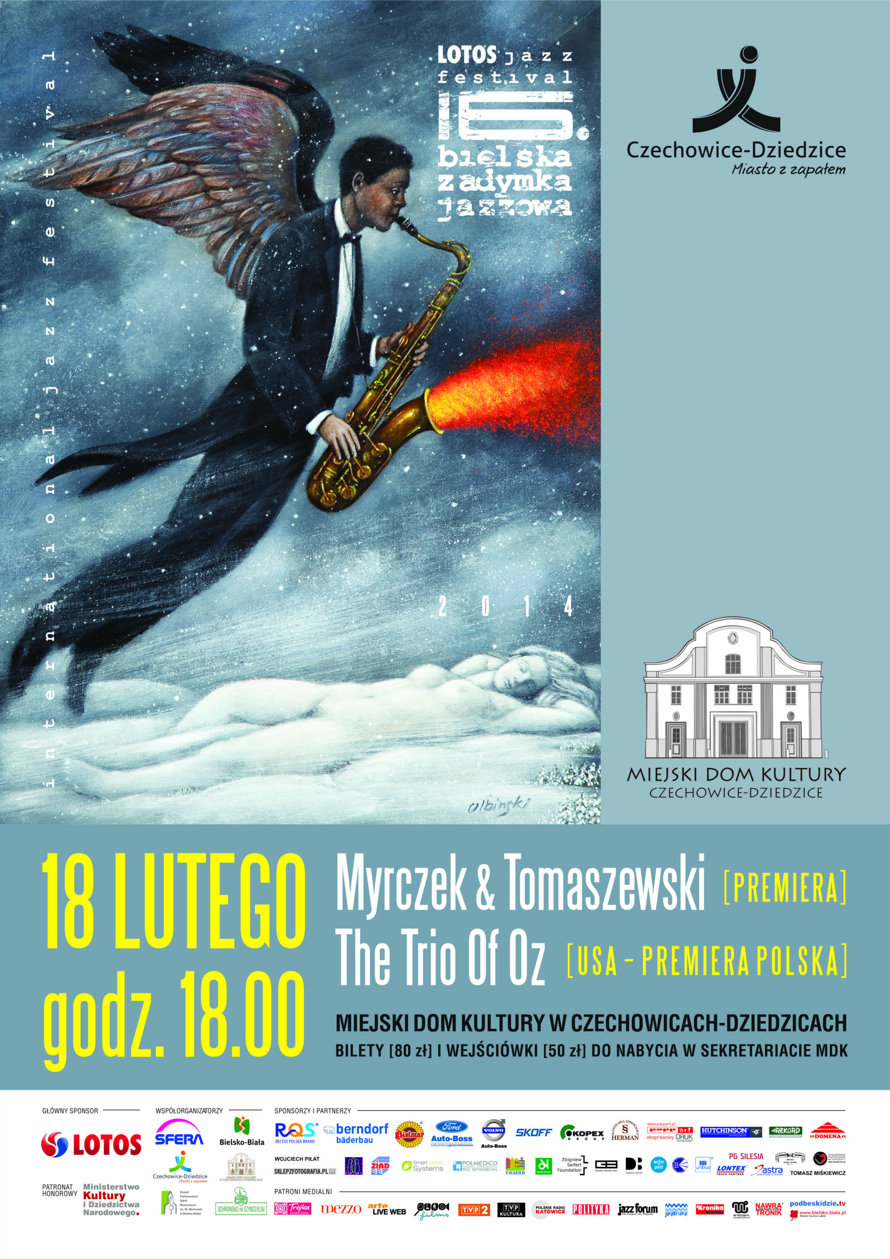 Plakat wydarzenia „Bielska Zadymka Jazzowa 2014”.