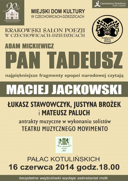 Plakat wydarzenia „Krakowski Salon Poezji”.
