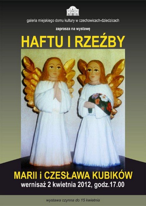 Plakat wydarzenia „Wystawa haftu i rzeźby!”.