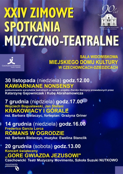 Plakat wydarzenia „XXIV Zimowe Spotkania Muzyczno-Teatralne”.