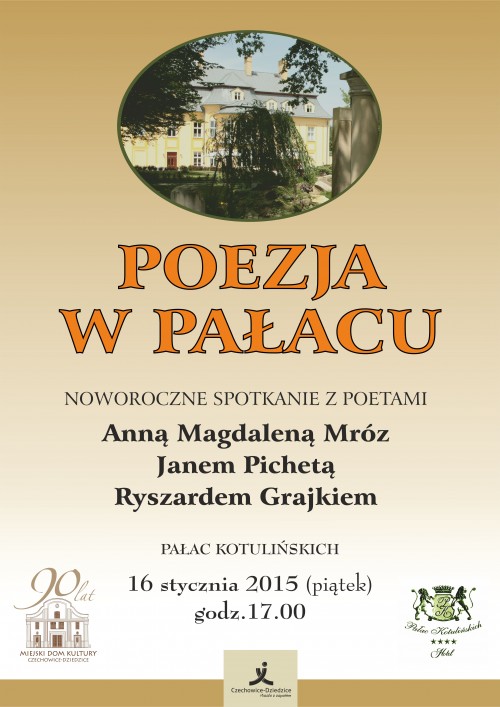 Plakat wydarzenia „Poezja w pałacu”.