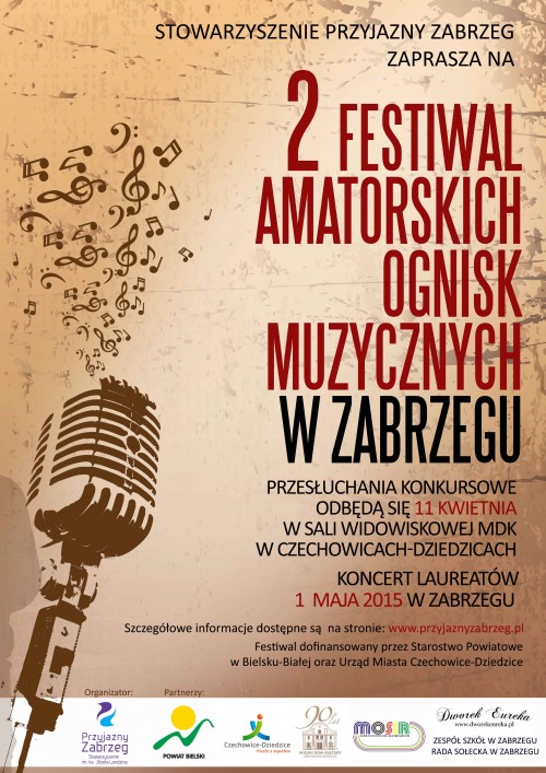 Plakat wydarzenia „II Festiwal Amatorskich Ognisk Muzycznych”.