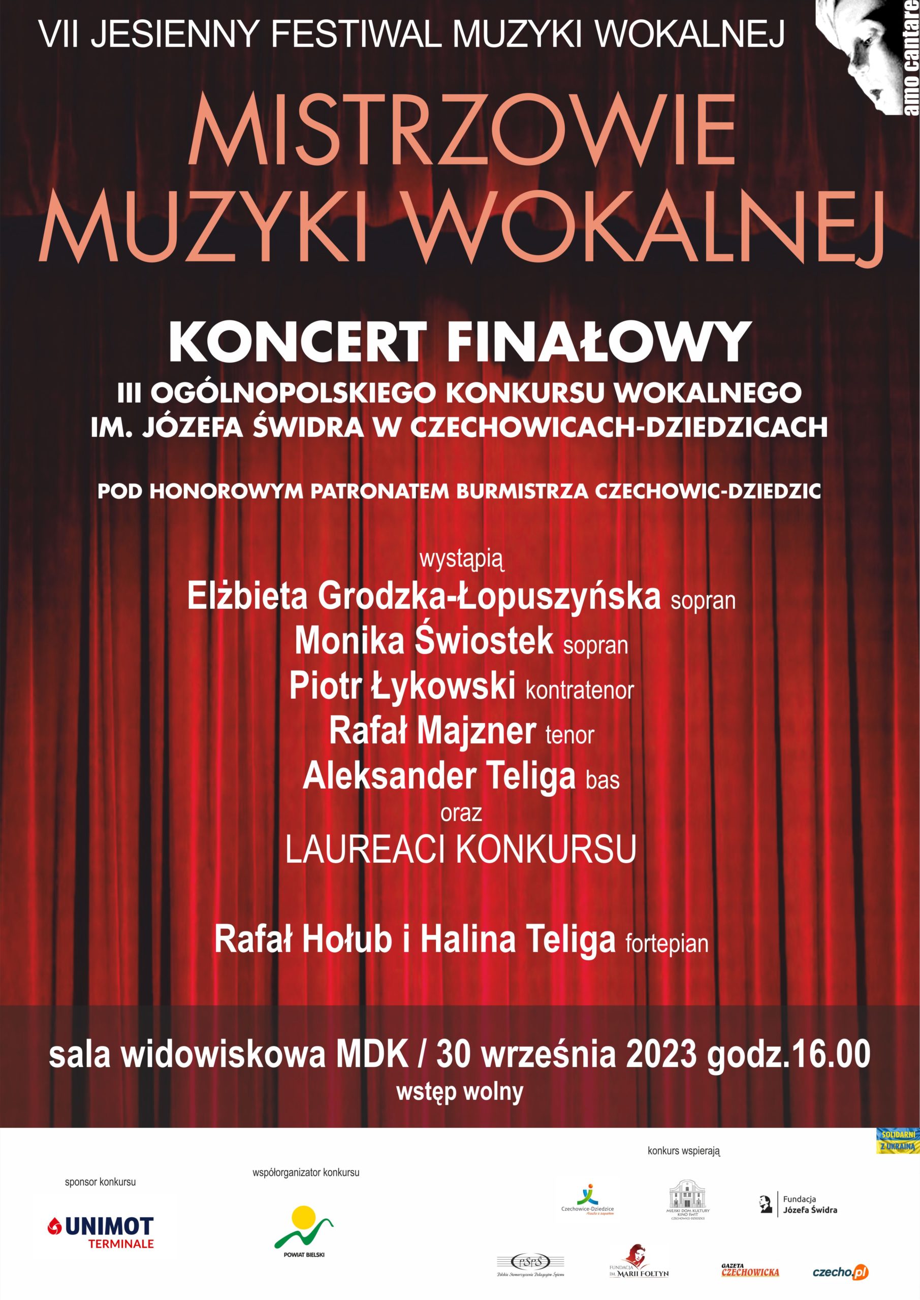 Plakat wydarzenia „Koncert finałowy VII Jesiennego Festiwalu Muzyki Wokalnej Amo Cantare”.