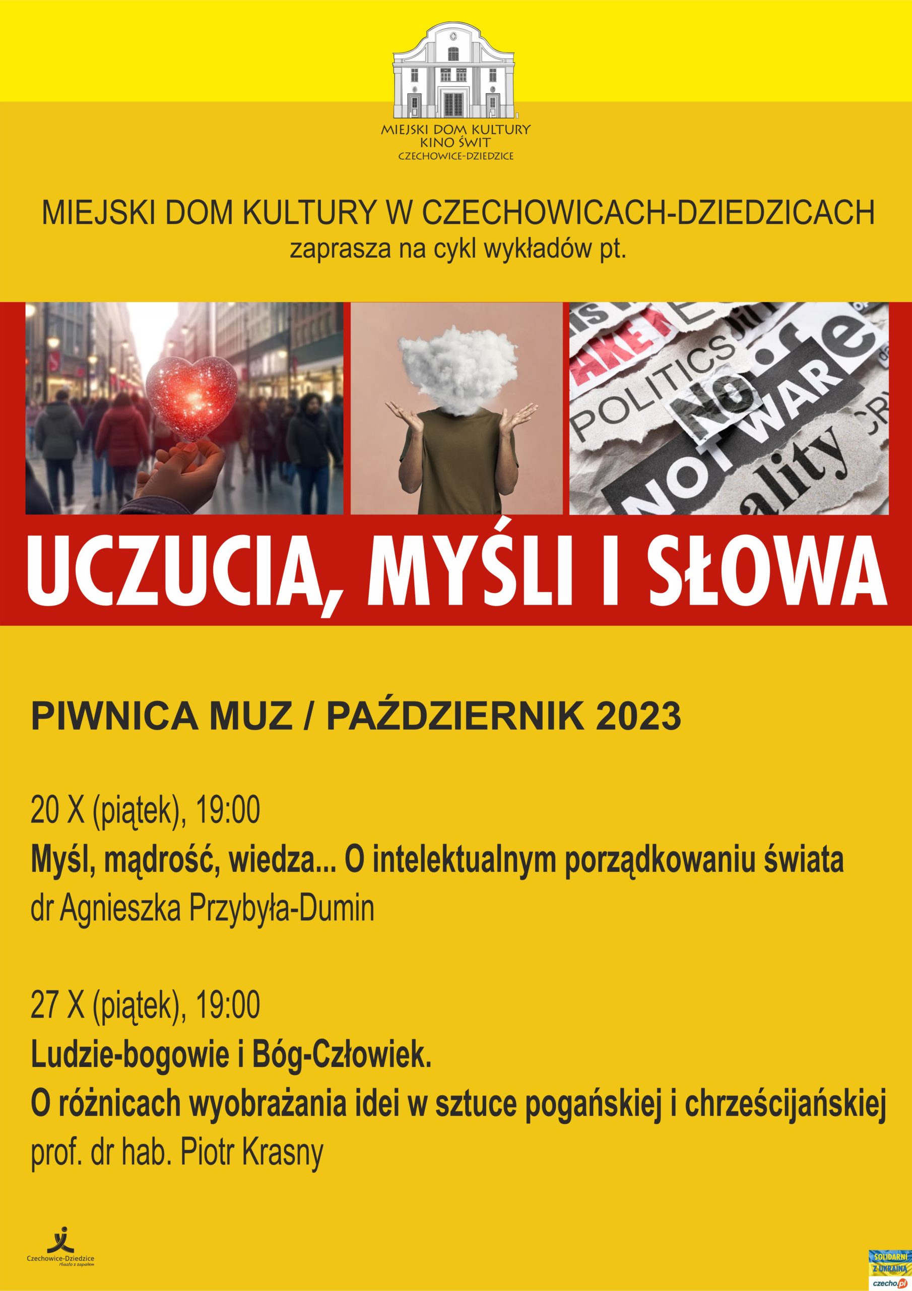 Plakat wydarzenia „CYKL WYKŁADÓW "UCZUCIA, MYŚLI I SŁOWA"”.