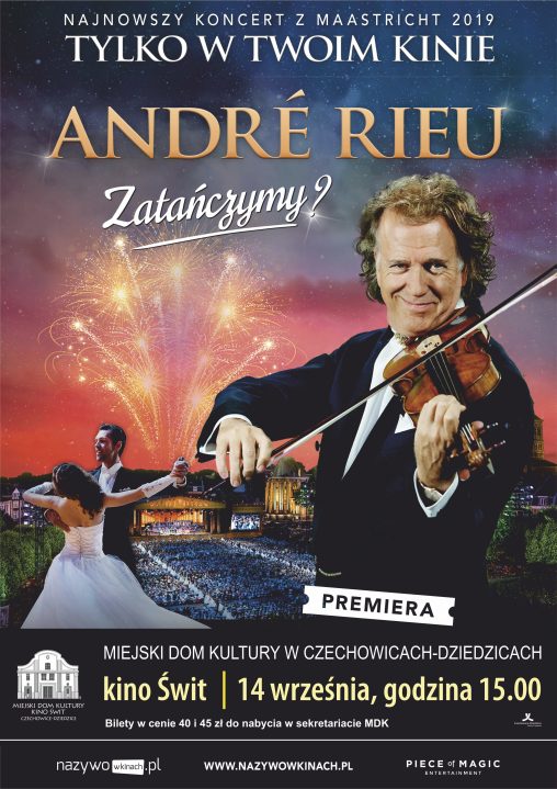 Plakat wydarzenia „Koncert André Rieu - powtórka na życzenie”.