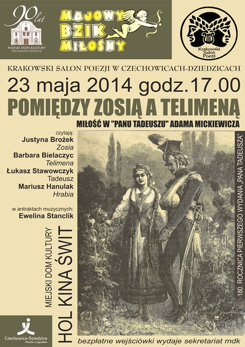 Plakat wydarzenia „Krakowski Salon Poezji”.