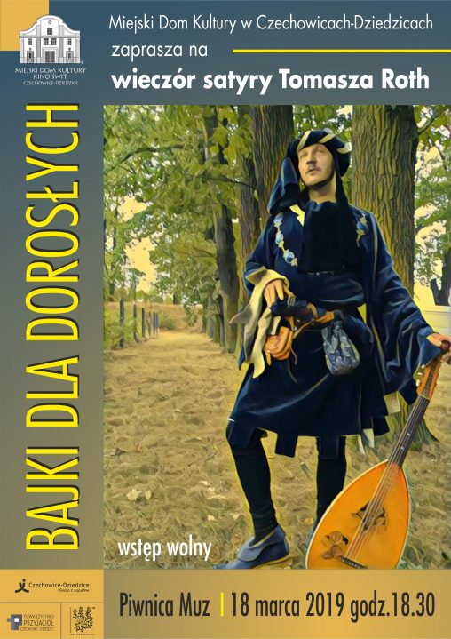 Plakat wydarzenia „Bajki dla dorosłych”.