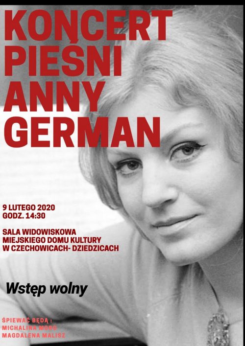 Plakat wydarzenia „Koncert Pieśni Anny German”.