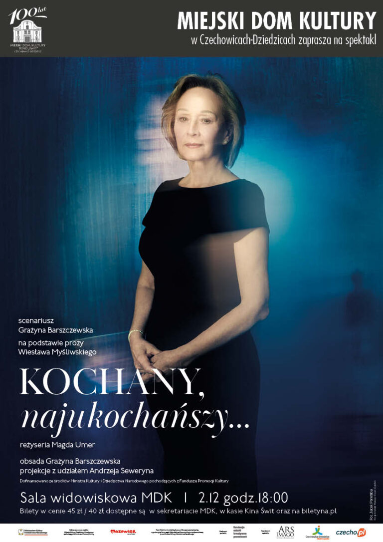 Plakat wydarzenia „Spektakl: Kochany, najukochańszy...”.