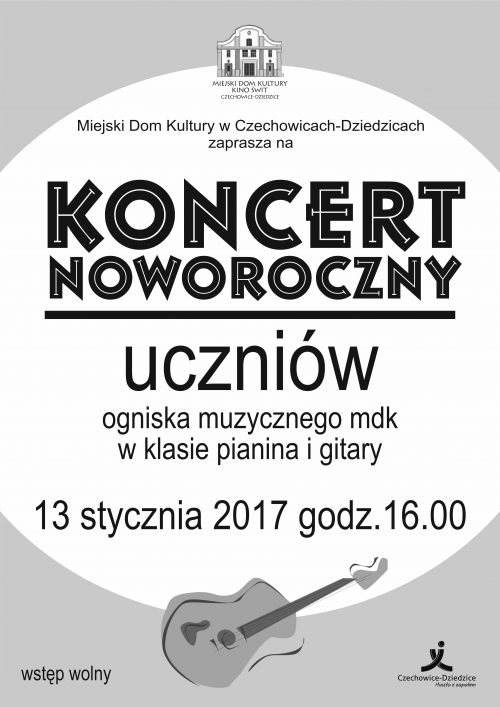 Plakat wydarzenia „Koncert noworoczny”.