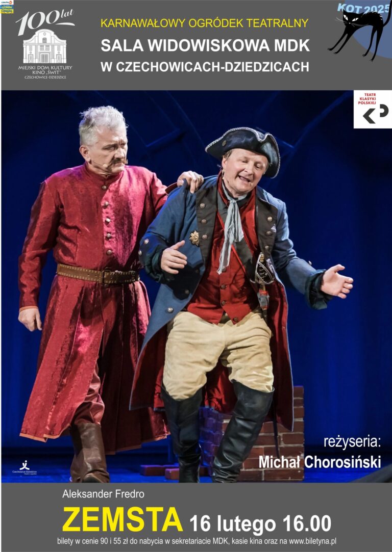 Plakat wydarzenia „TEATR KLASYKI POLSKIEJ: "ZEMSTA"”.