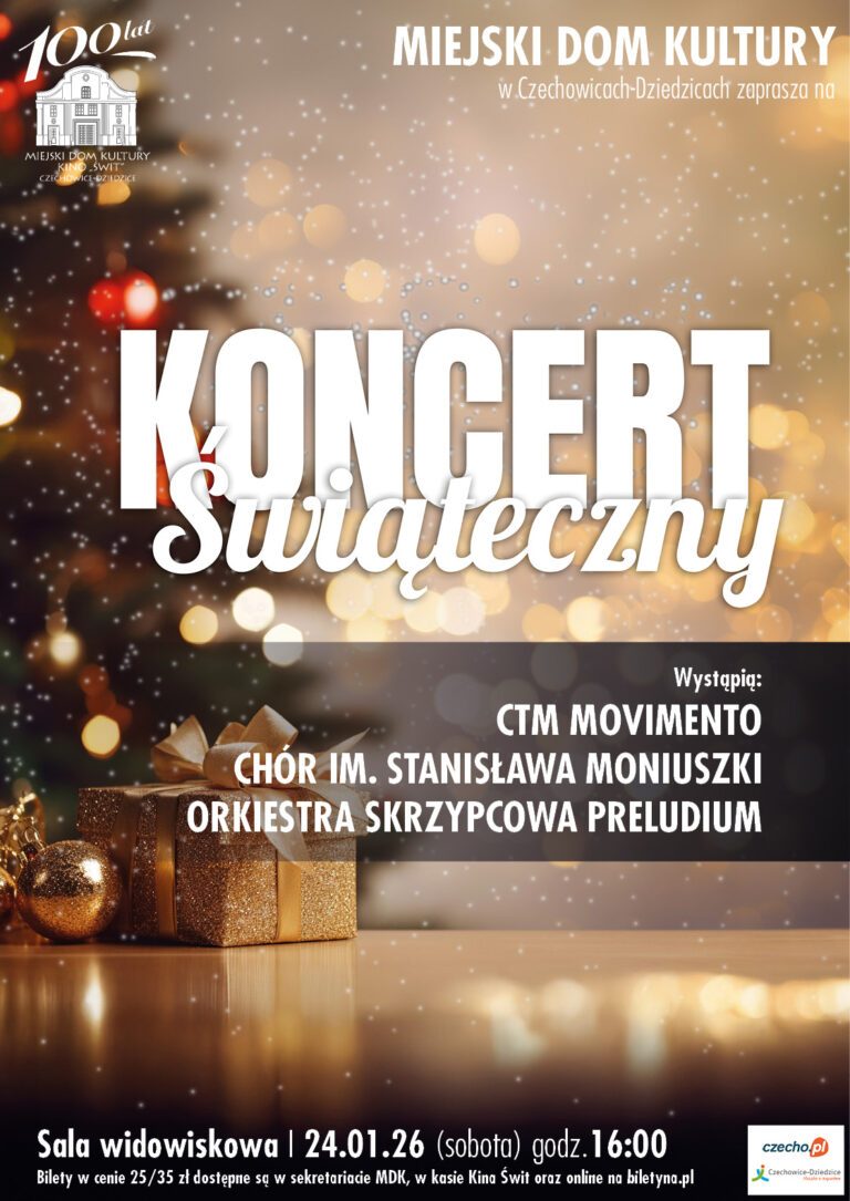Plakat wydarzenia „Koncert Świąteczny”.