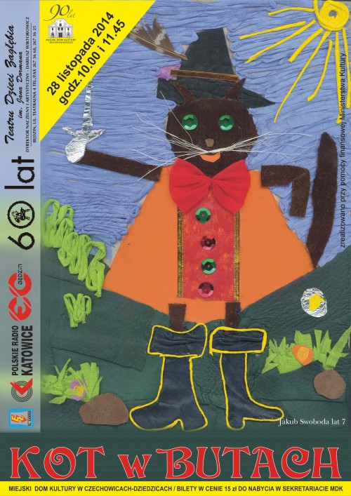 Plakat wydarzenia „Kot w butach”.