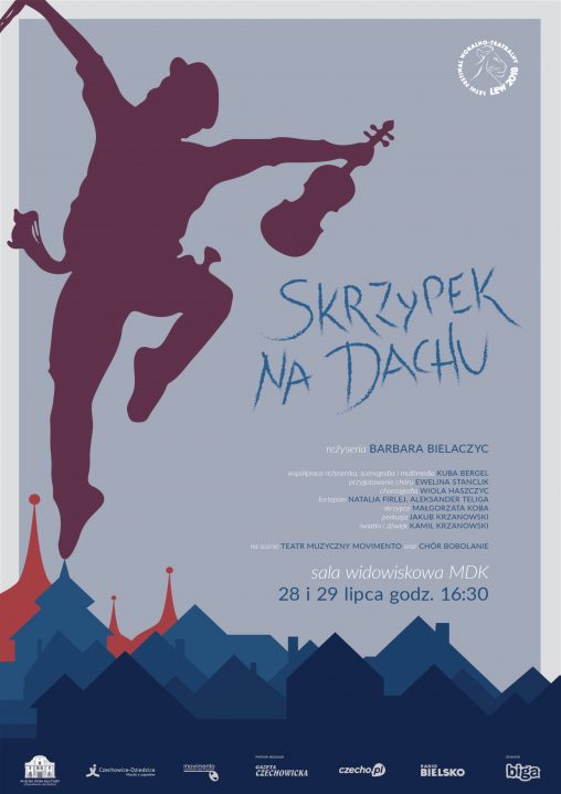 Plakat wydarzenia „Skrzypek na dachu”.
