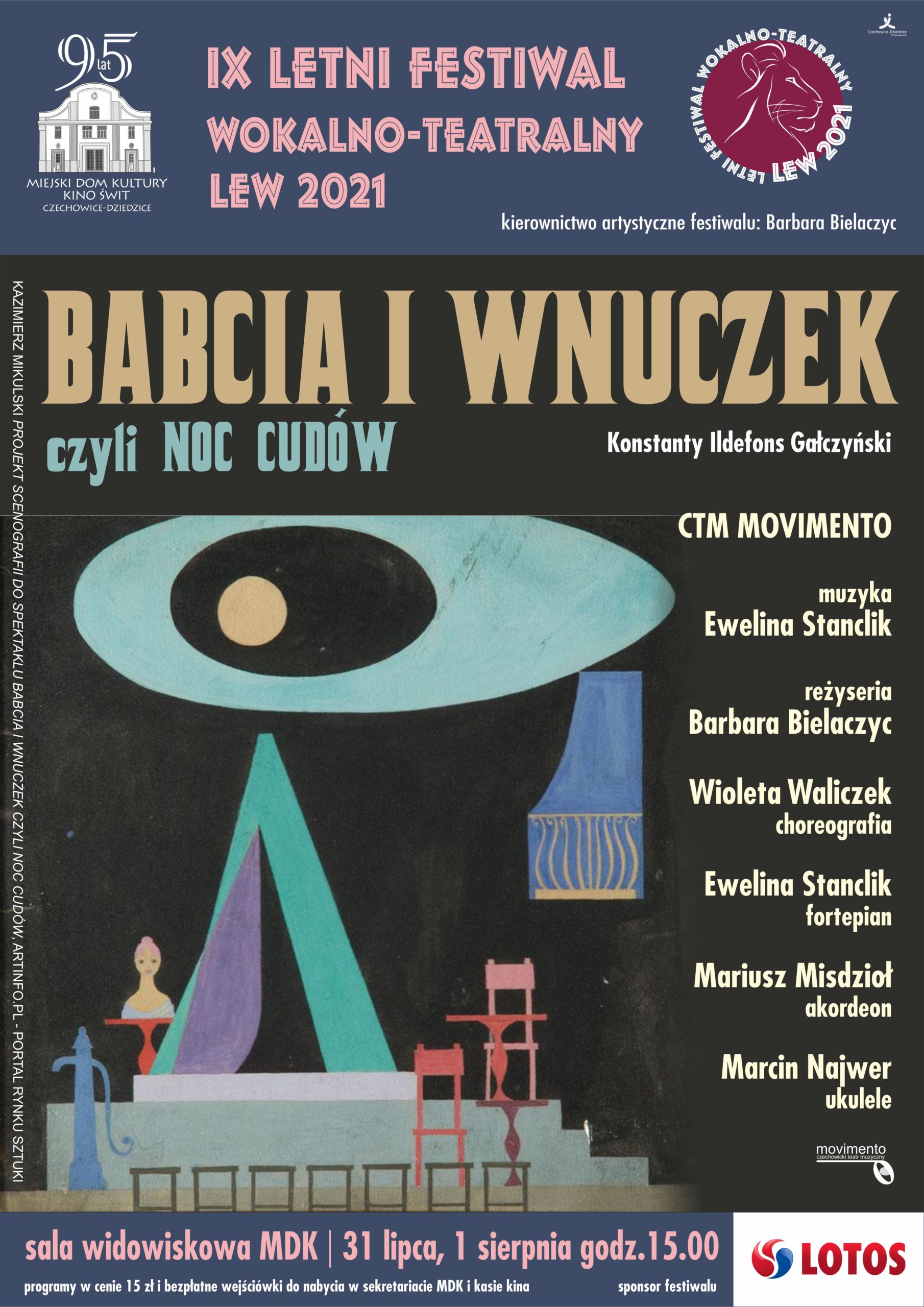 Plakat wydarzenia „Babcia i wnuczek, czyli noc cudów”.
