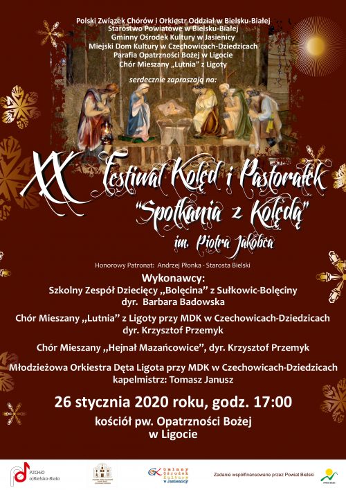 Plakat wydarzenia „XX Festiwal Kolęd i Pastorałek”.