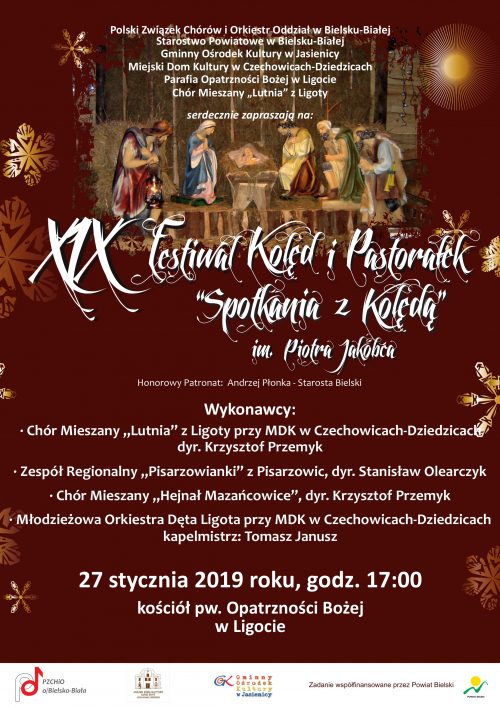 Plakat wydarzenia „XIX Festiwal Kolęd i Pastorałek”.