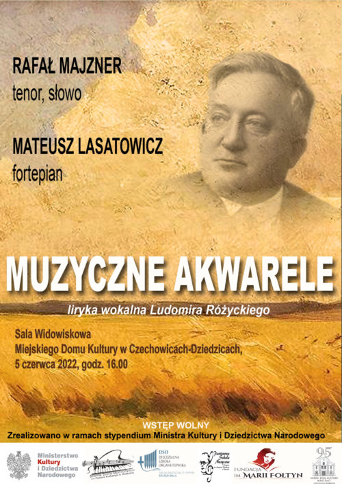 Plakat wydarzenia „Muzyczne akwarele”.