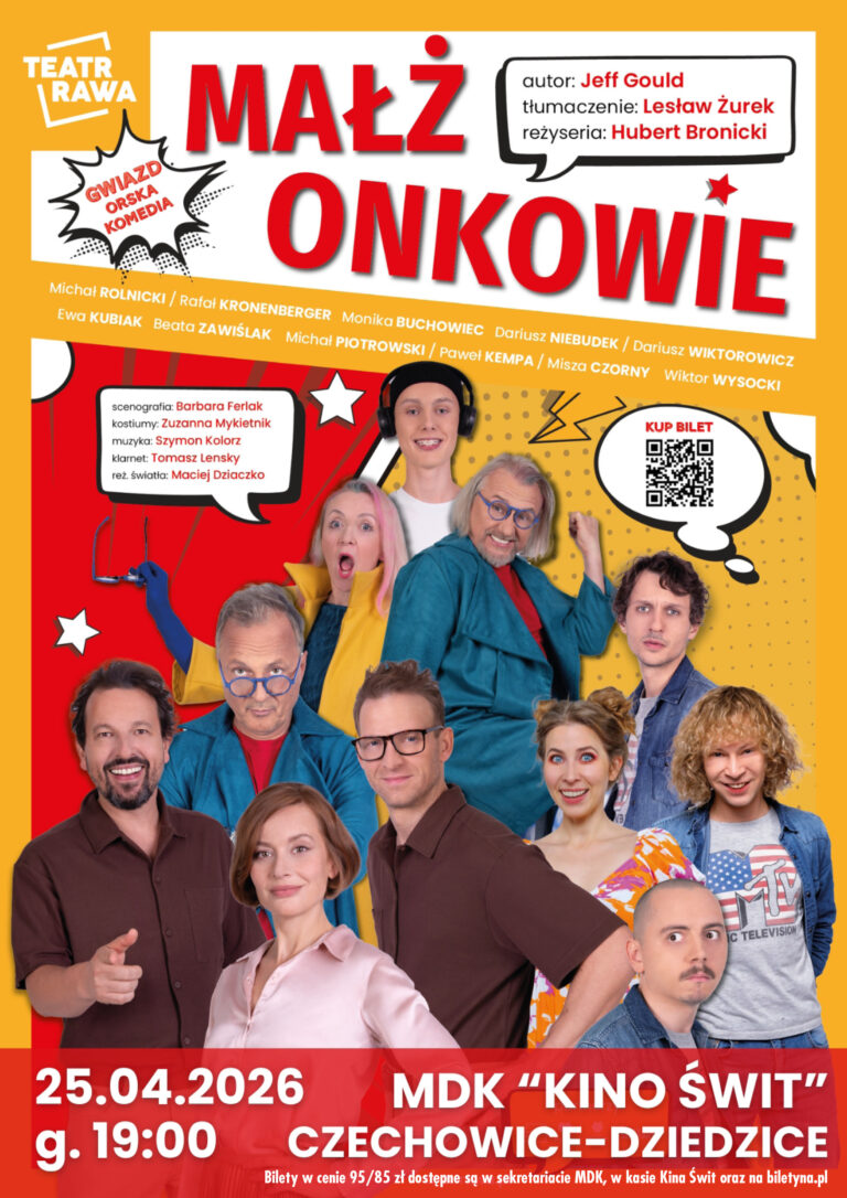 Plakat wydarzenia „Małżonkowie - komedia gwiazdorska”.