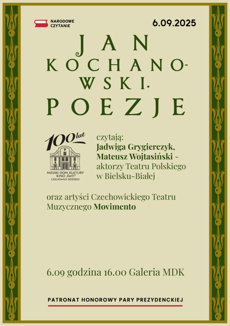 Plakat wydarzenia „Narodowe Czytanie 2025”.