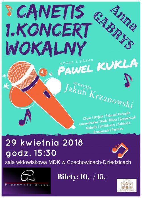 Plakat wydarzenia „Canetis 1. Koncert Wokalny Anna Gabryś”.
