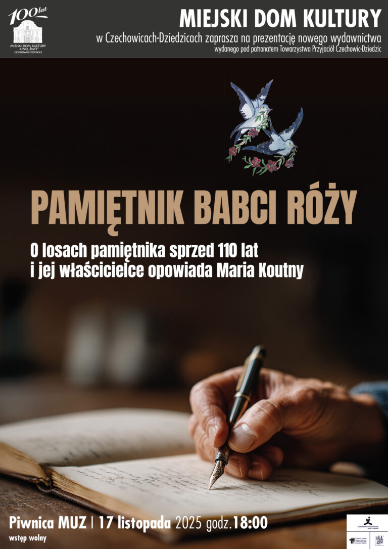 Plakat wydarzenia „Spotkanie autorskie – „PAMIĘTNIK BABCI RÓŻY””.