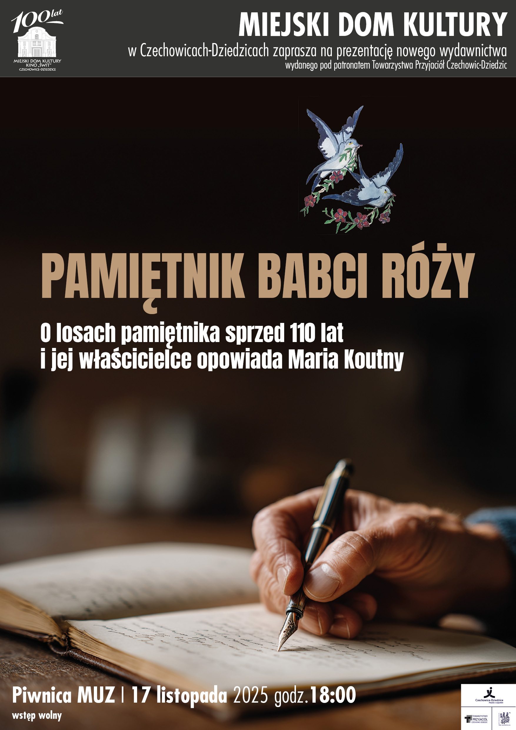 Plakat wydarzenia „Spotkanie autorskie – „PAMIĘTNIK BABCI RÓŻY””.