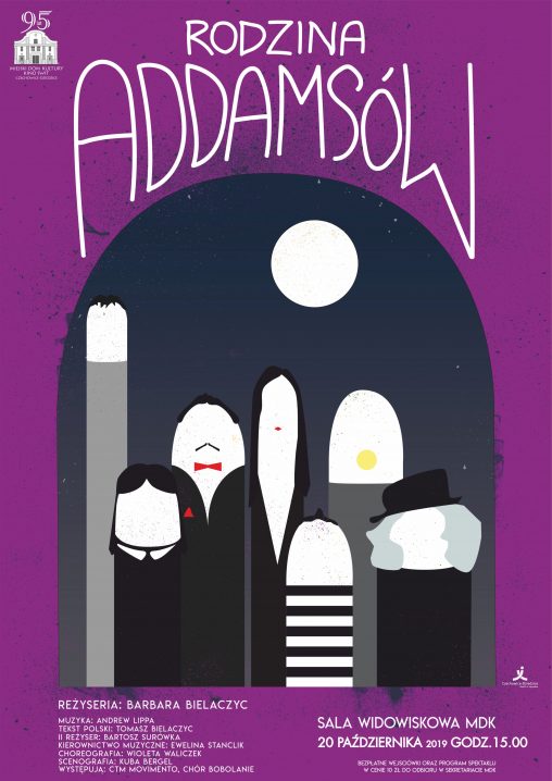 Plakat wydarzenia „Rodzina Addamsów”.