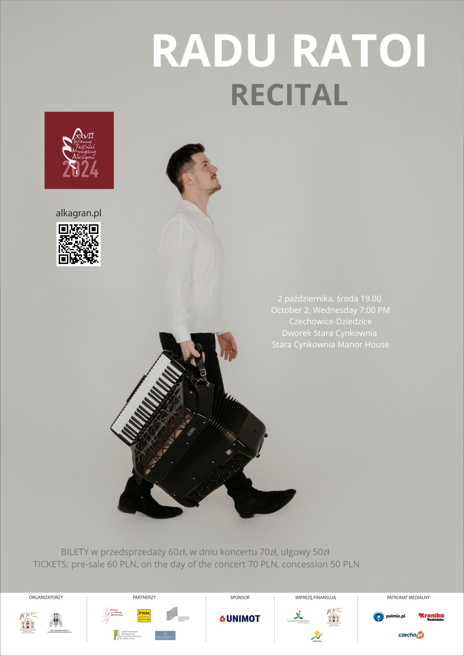 Plakat wydarzenia „RECITAL RADU RATOI”.