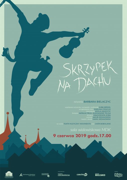 Plakat wydarzenia „Skrzypek na dachu”.