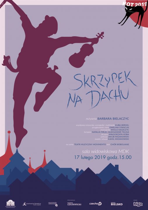 Plakat wydarzenia „Skrzypek na dachu”.